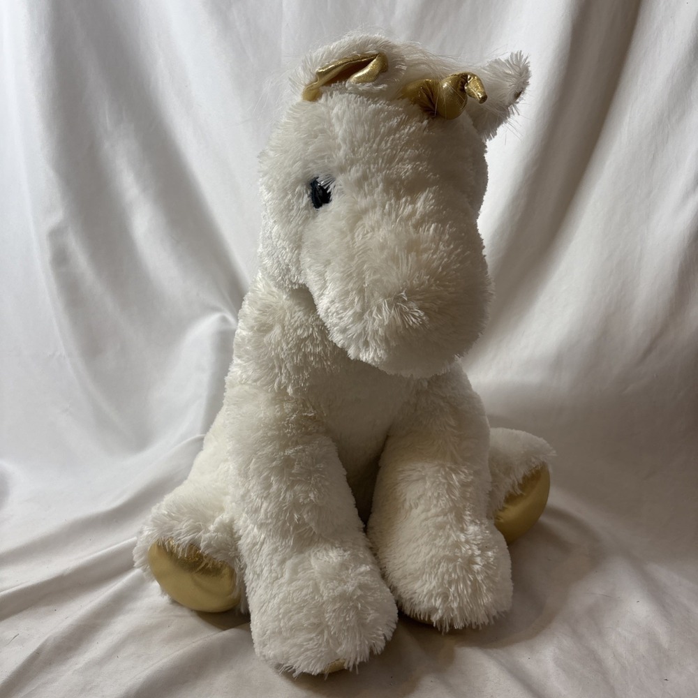 Aurora‎ World 20+" White Unicorn Plush Stuffed Animal Blue Eyes Gold Features